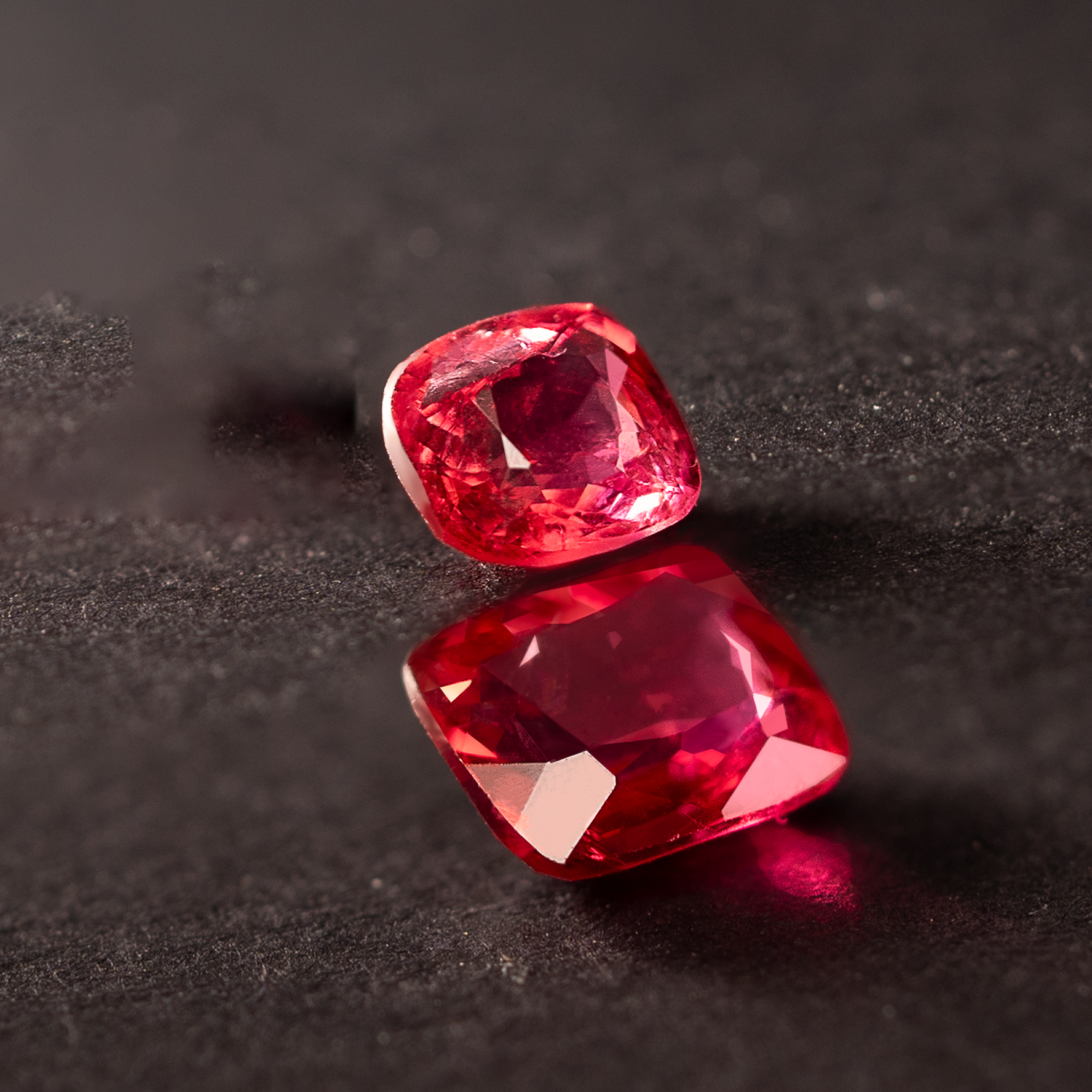 Cushion Red Natural Spinel Red 0.73 CT+0.41 CT