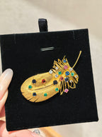 18K Gold Multi-stone Brooch