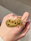 18K Gold Multi-stone Brooch