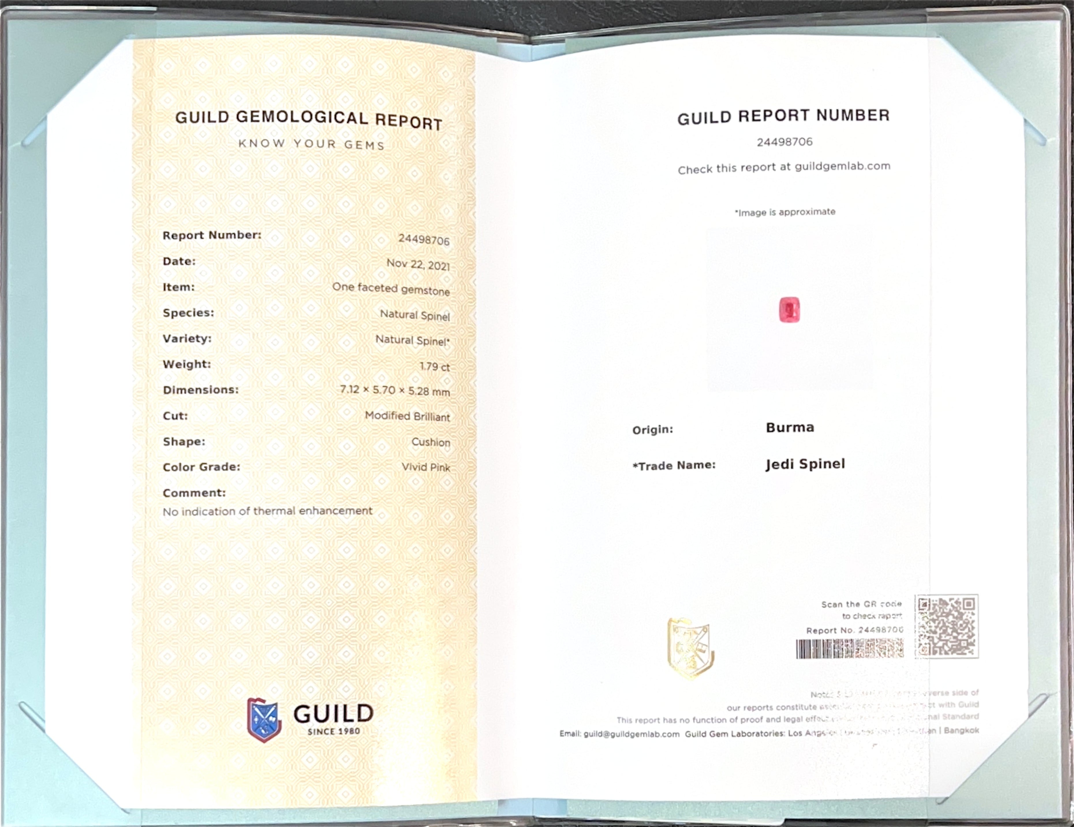 Cushion Natural Colored Gemstone Jedi Red Spinel 1.79 CT