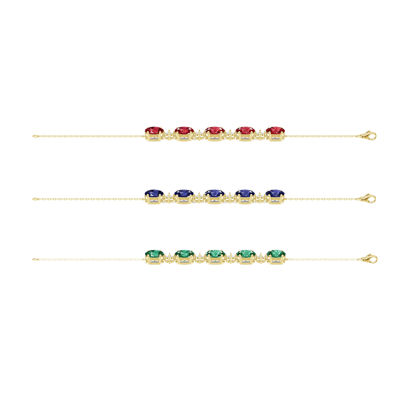 Natural Multi-stone Gold bracelet