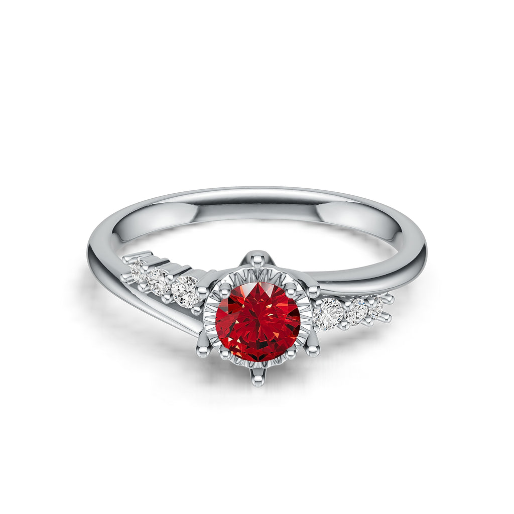 18K White Gold Ruby Diamond  Ring