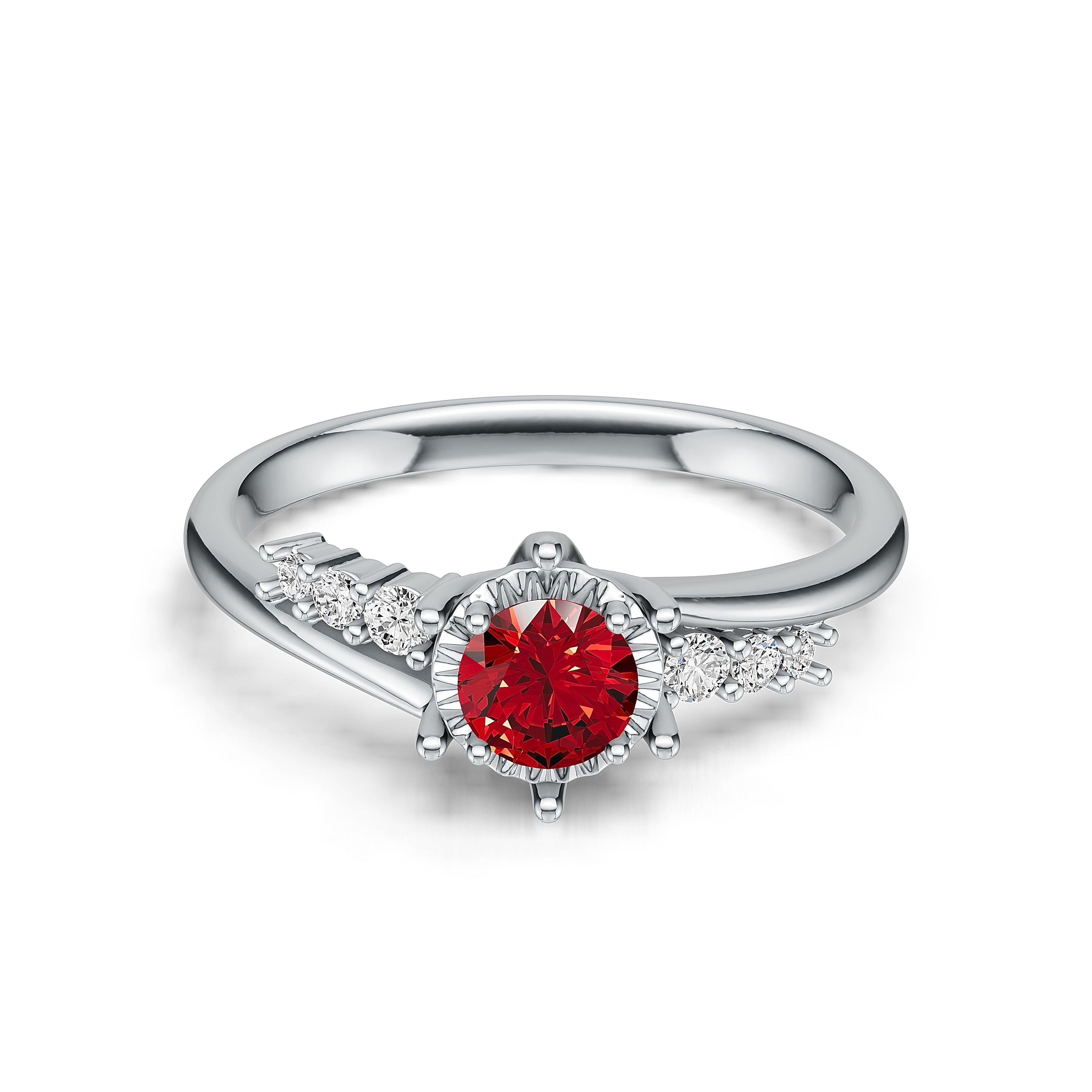 18K White Gold Ruby Diamond  Ring