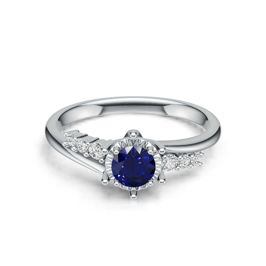 18K White Gold Sappire Diamond Ring