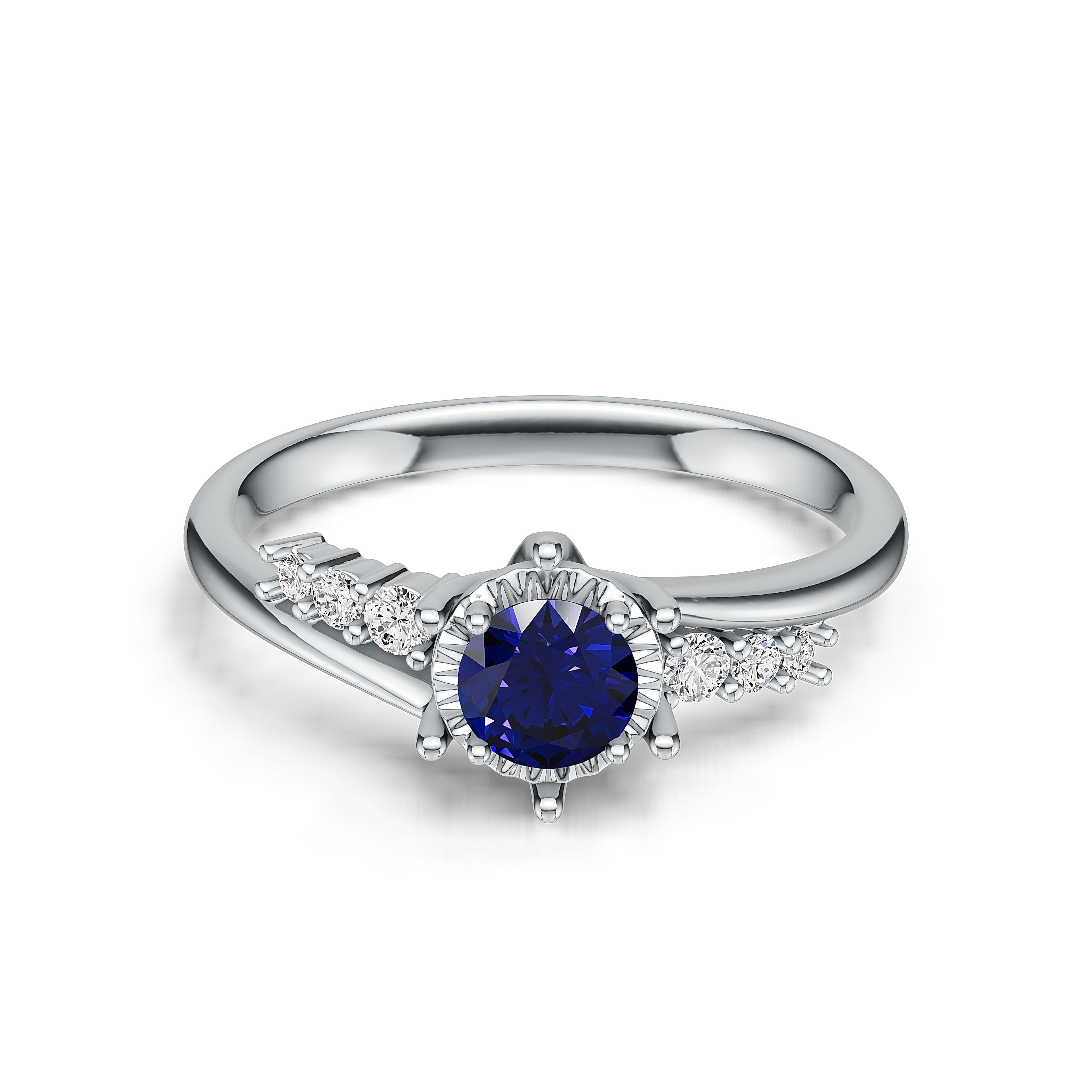 18K White Gold Sappire Diamond Ring