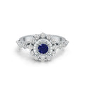 "Solar Embrace" 18K White Gold Sapphire & Diamond Cluster Ring
