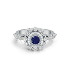"Solar Embrace" 18K White Gold Sapphire & Diamond Cluster Ring