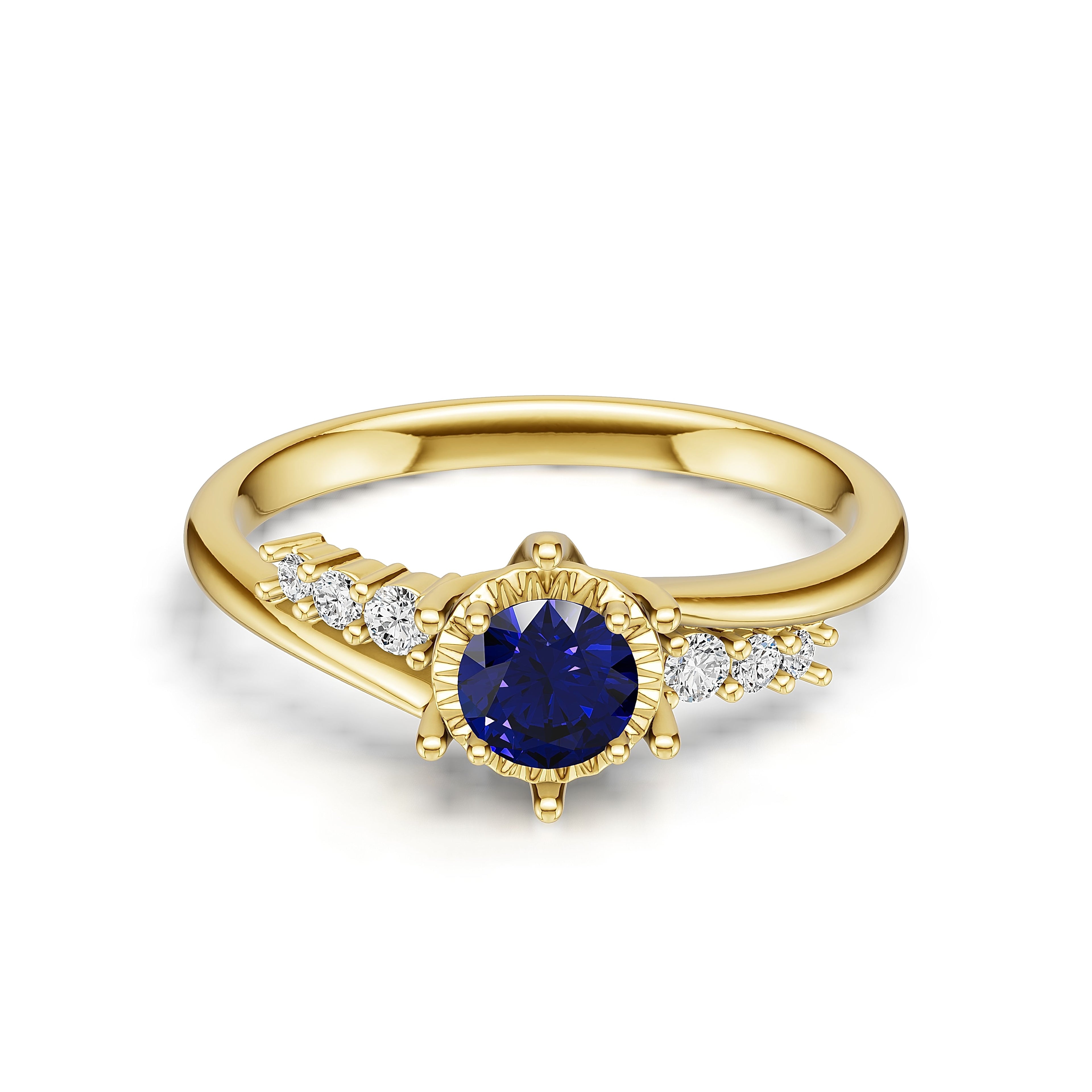 18K Gold Sapphire Diamond Ring