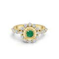 "Solar Embrace" 18K Gold Emerald & Diamond Cluster Ring