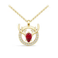 "Eternal Stag" 18K Gold Ruby & Diamond Pendant Necklace