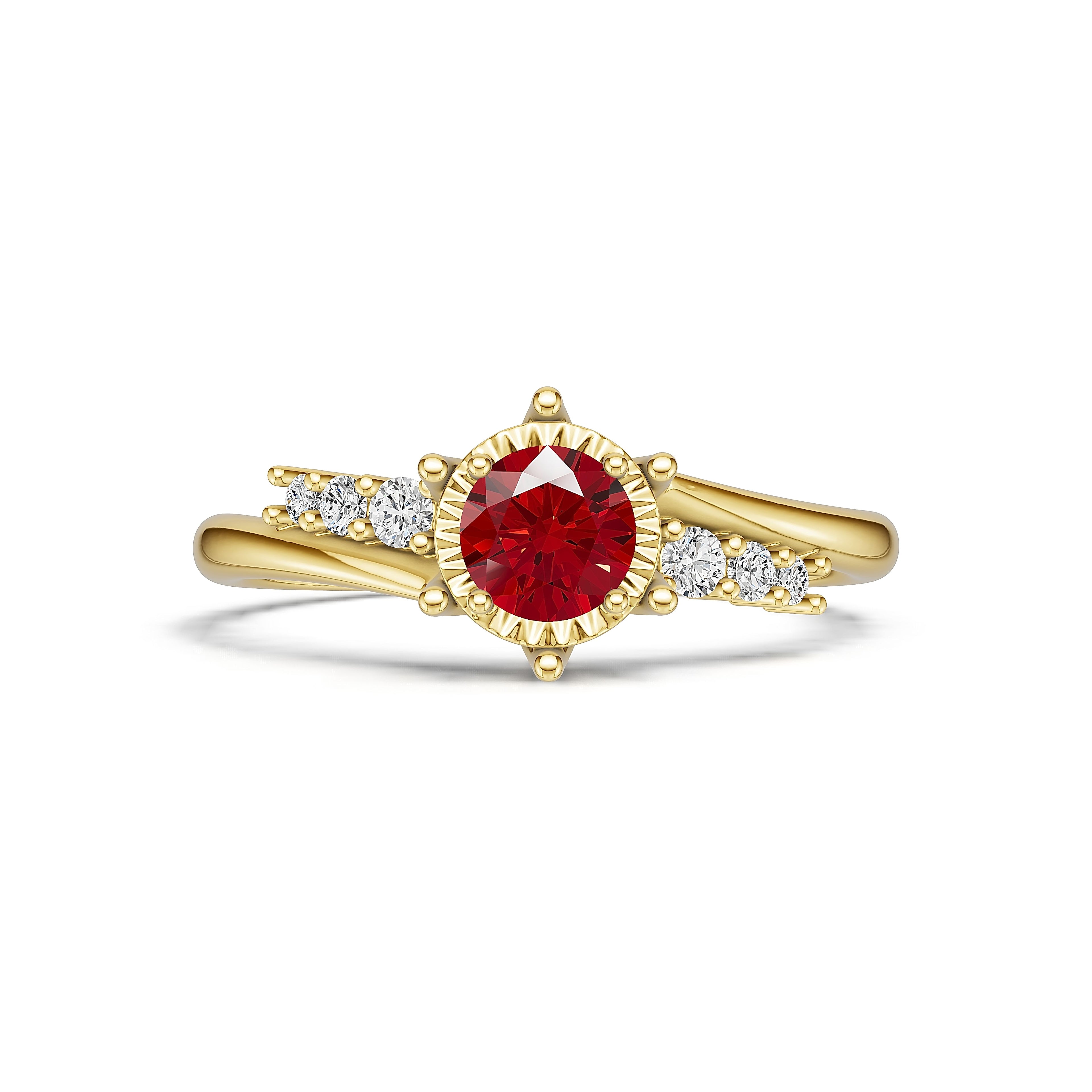 18K Gold Ruby Diamond Ring