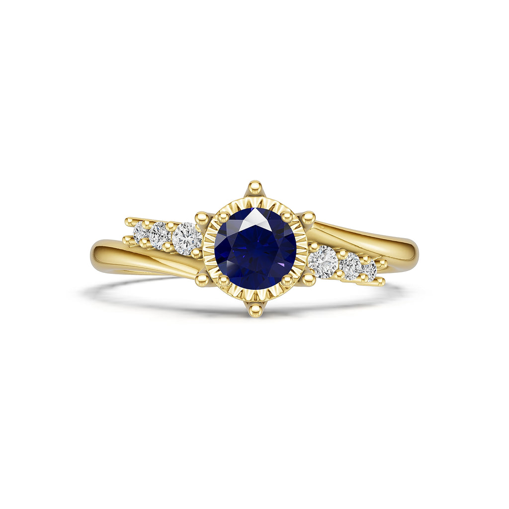 18K Gold Sapphire Diamond Ring