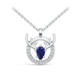 "Eternal Stag" 18K White Gold Sapphire & Diamond Pendant Necklace