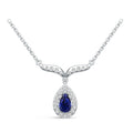 18K White Gold Sapphire Diamond Pendant Neckace