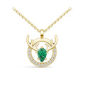 "Eternal Stag" 18K Gold Emerald & Diamond Pendant Necklace