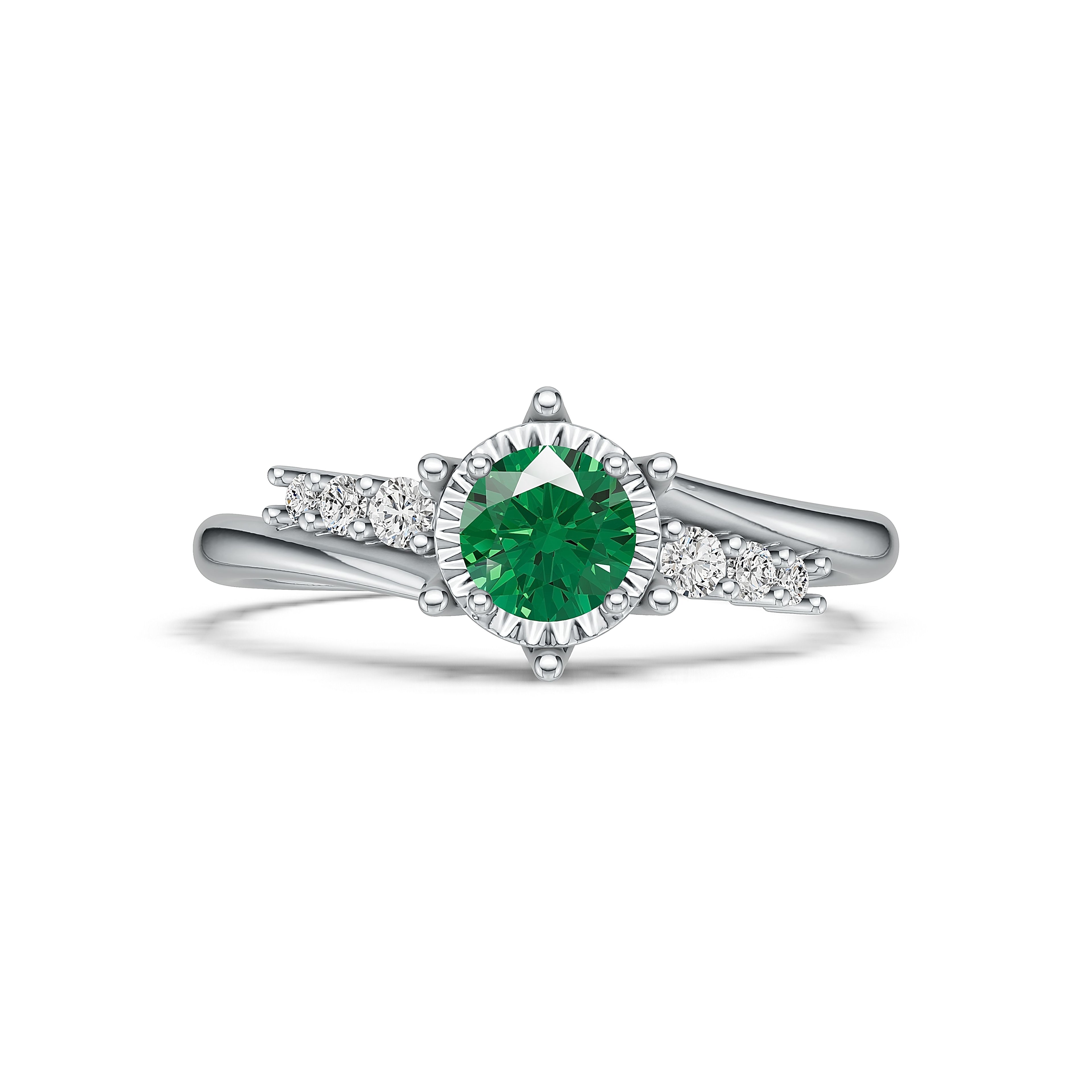 18K White Gold Emerald Diamond Ring