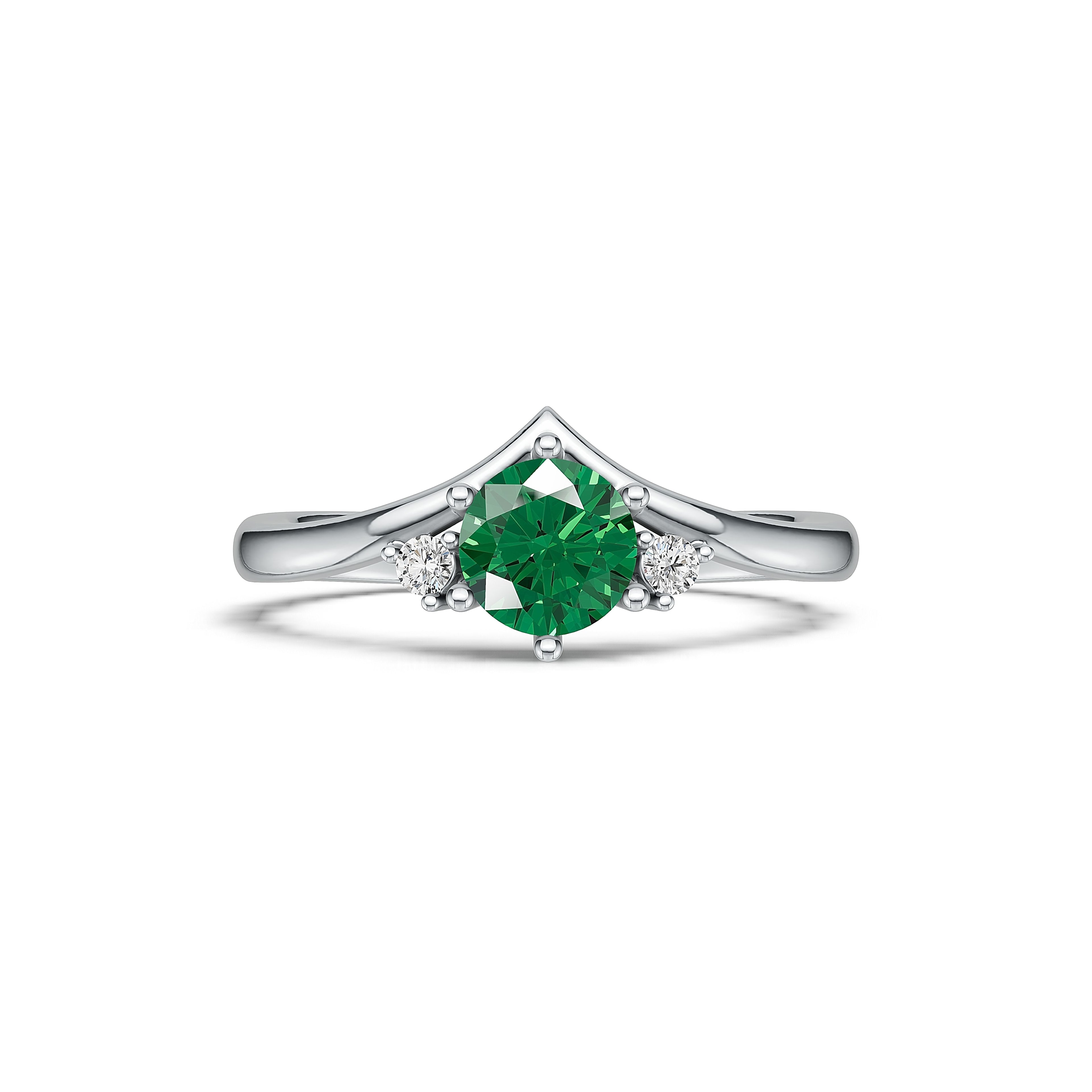 "Queen of Hearts" 18K White Gold Emerald & Diamond Ring