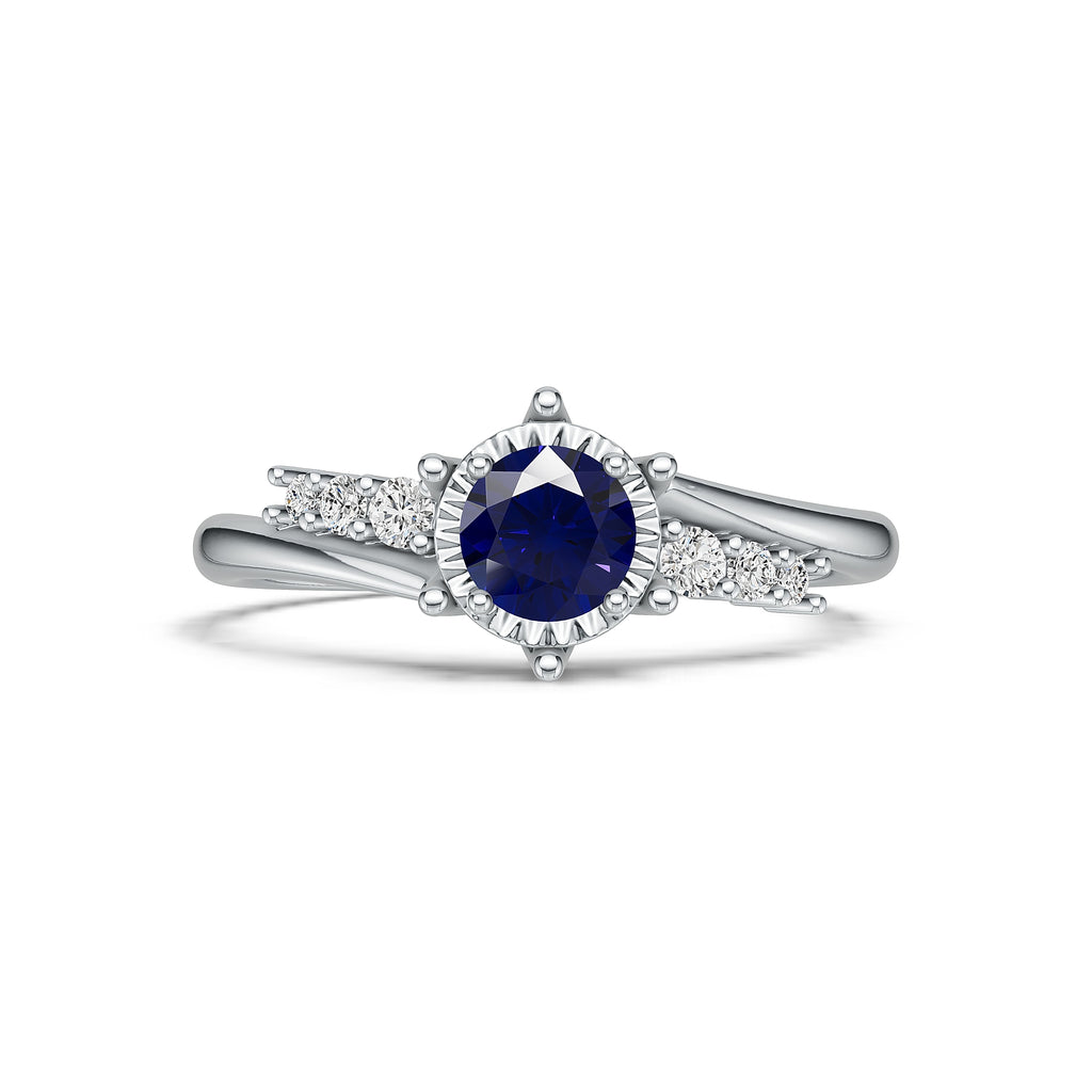 18K White Gold Sappire Diamond Ring