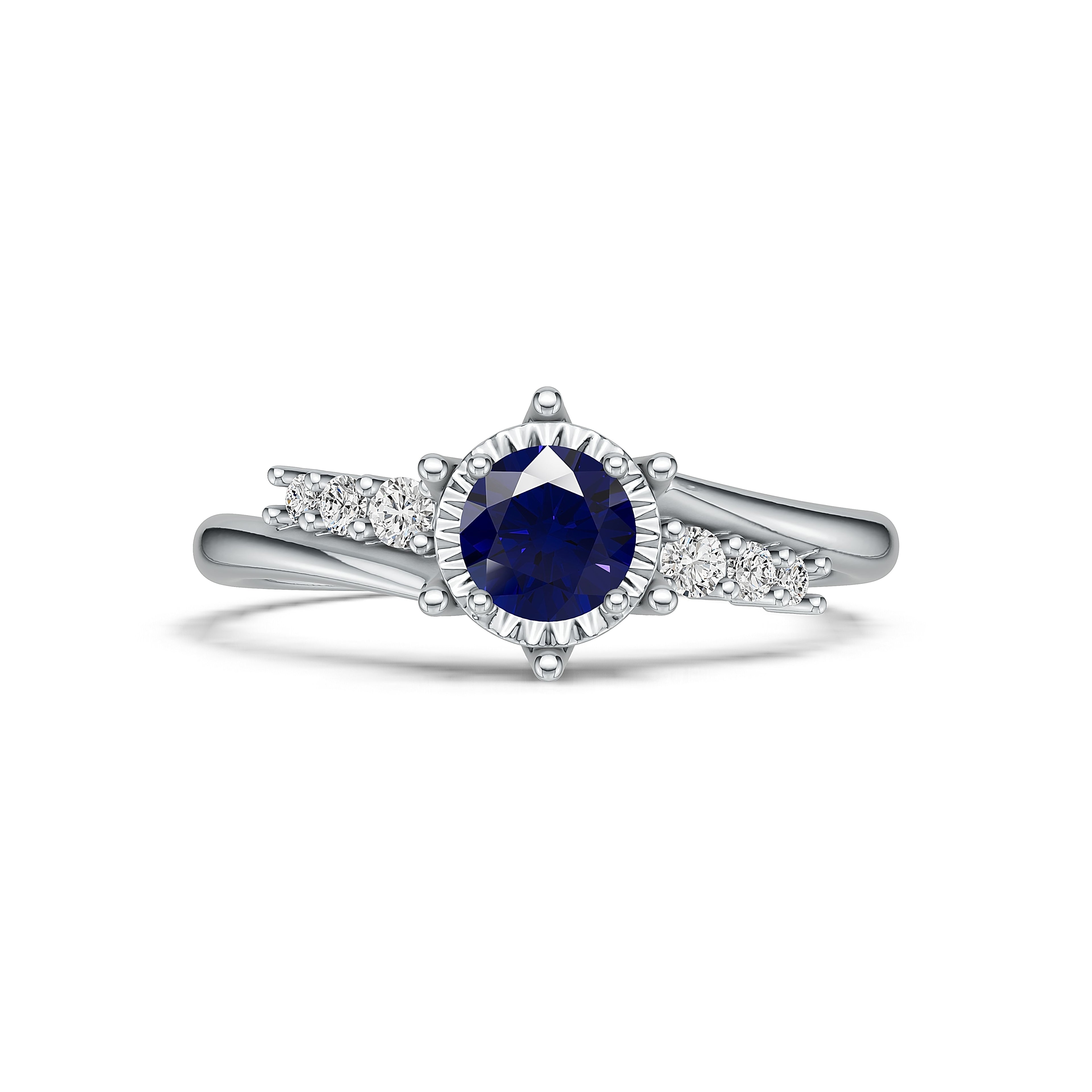 18K White Gold Sappire Diamond Ring