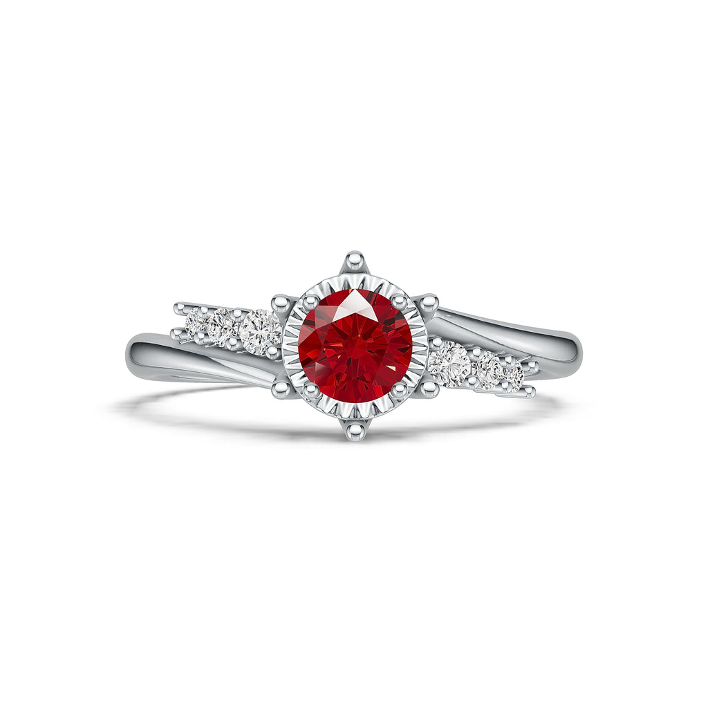 18K White Gold Ruby Diamond  Ring