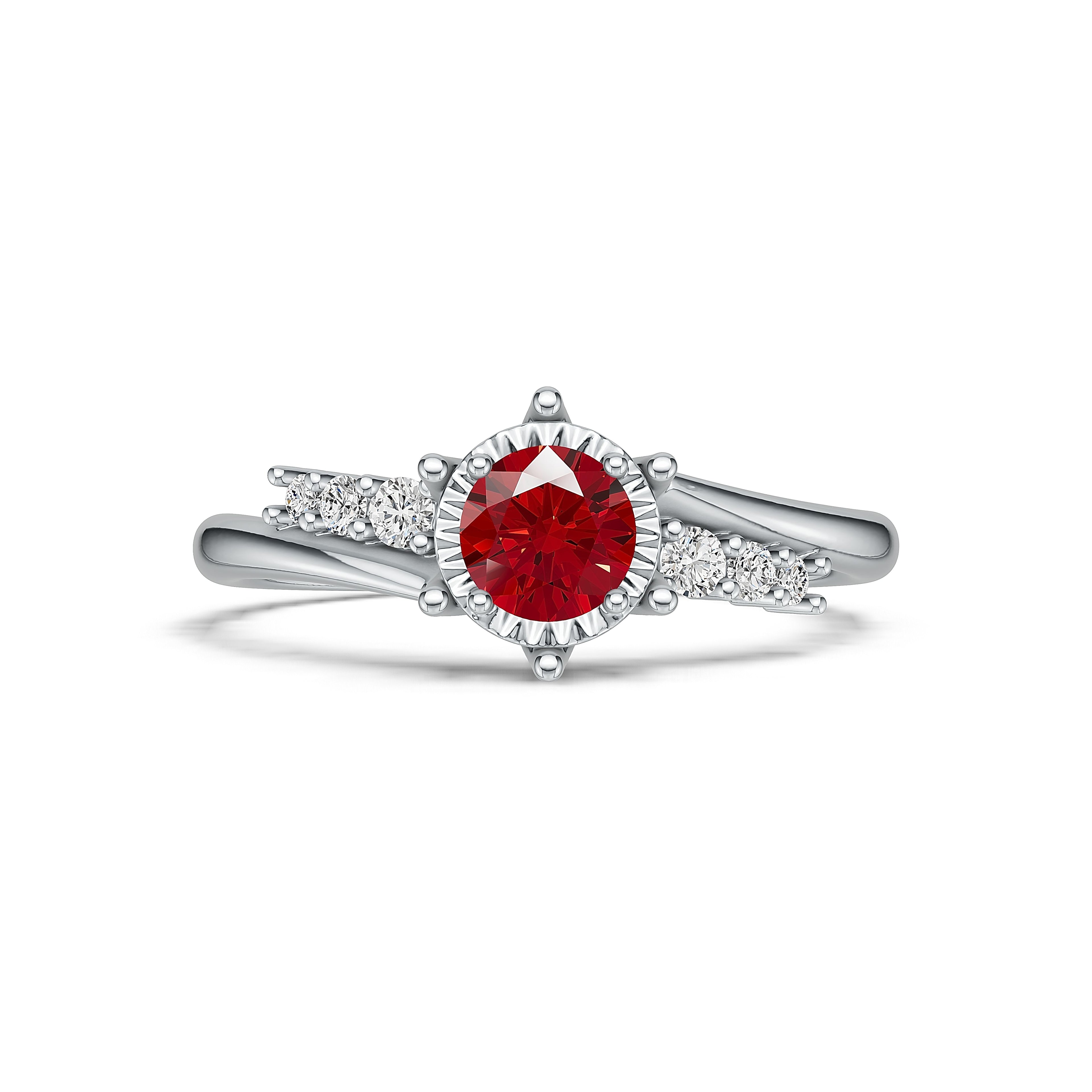 18K White Gold Ruby Diamond  Ring