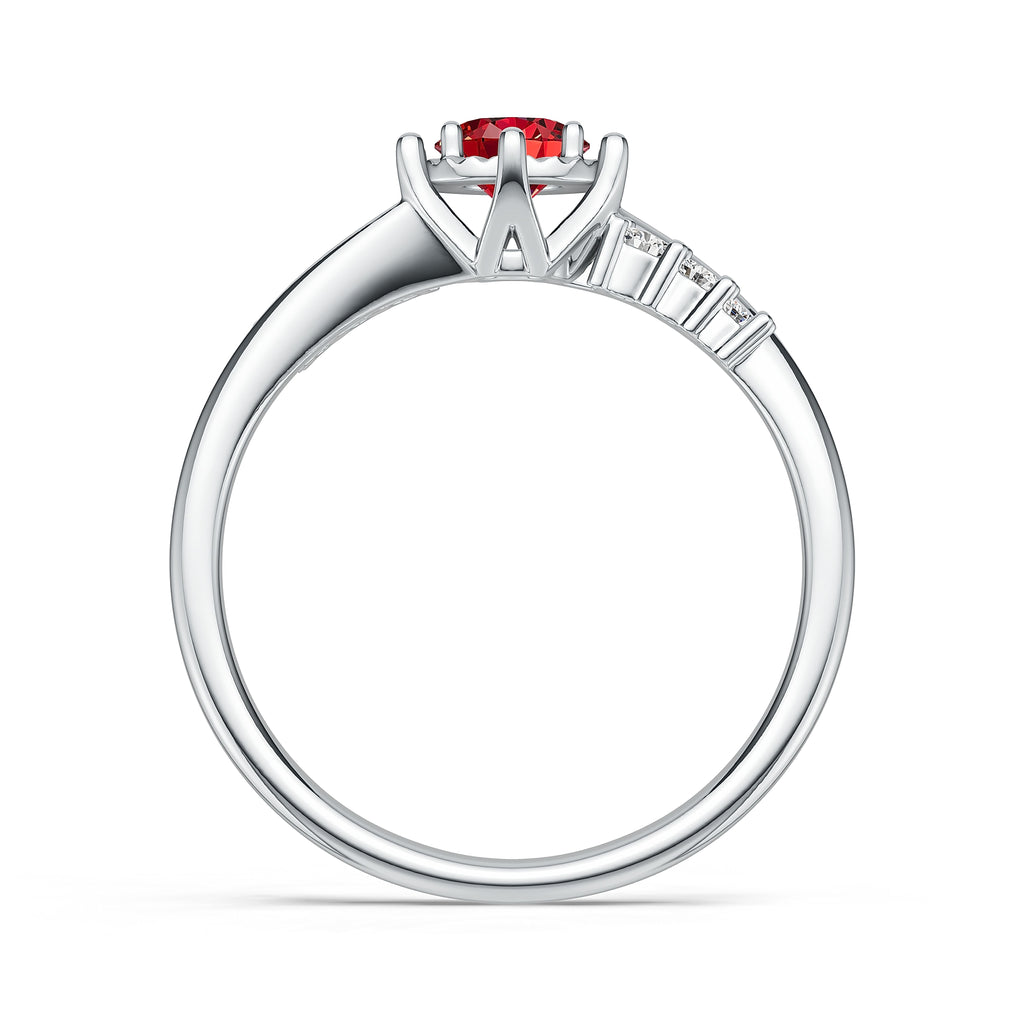 18K White Gold Ruby Diamond  Ring