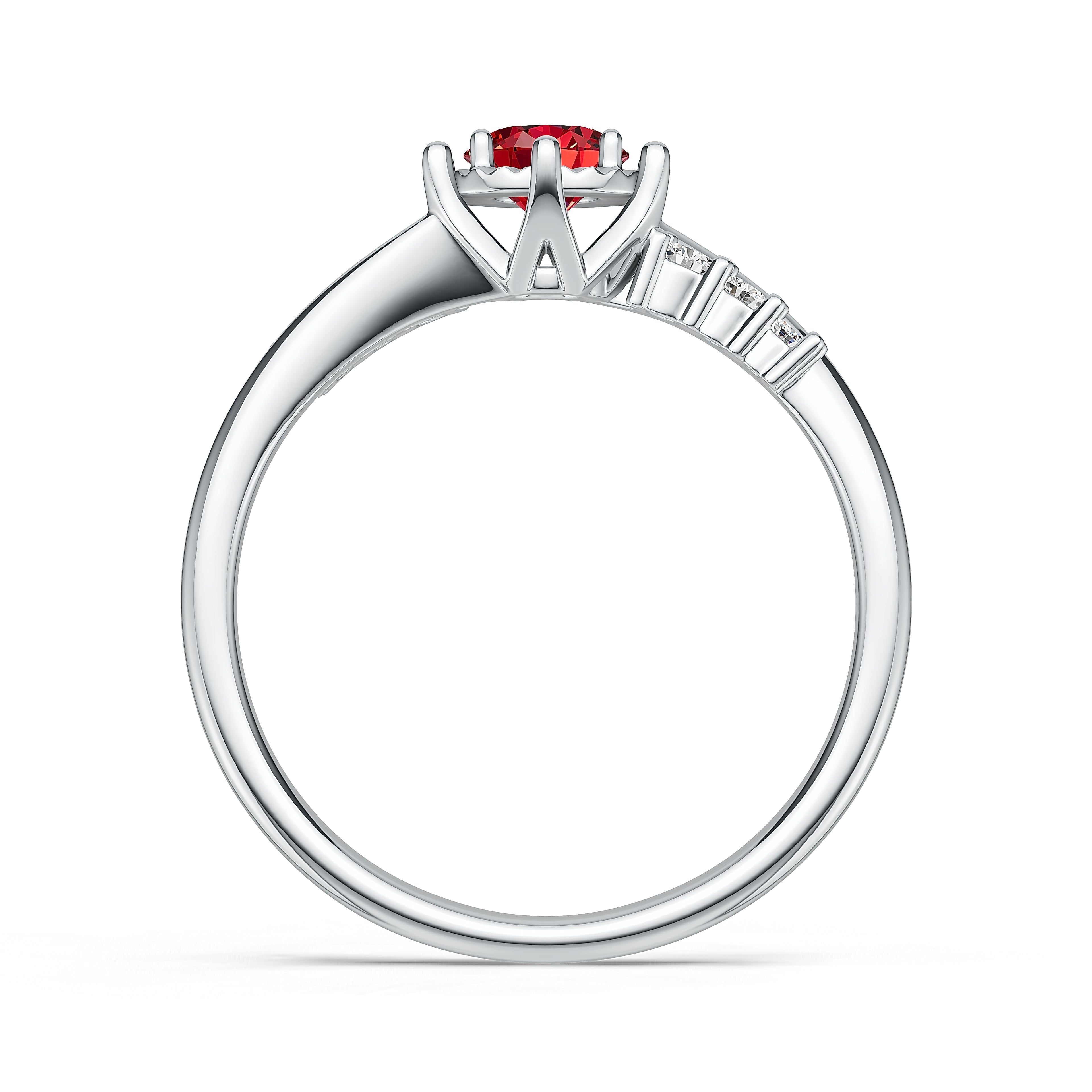 18K White Gold Ruby Diamond  Ring