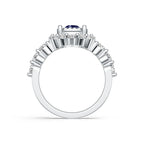 "Solar Embrace" 18K White Gold Sapphire & Diamond Cluster Ring