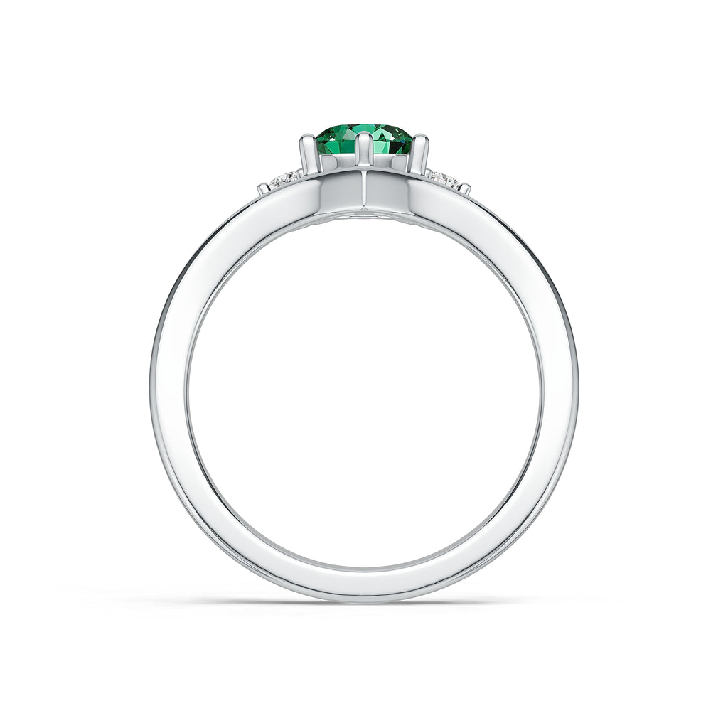 "Queen of Hearts" 18K White Gold Emerald & Diamond Ring