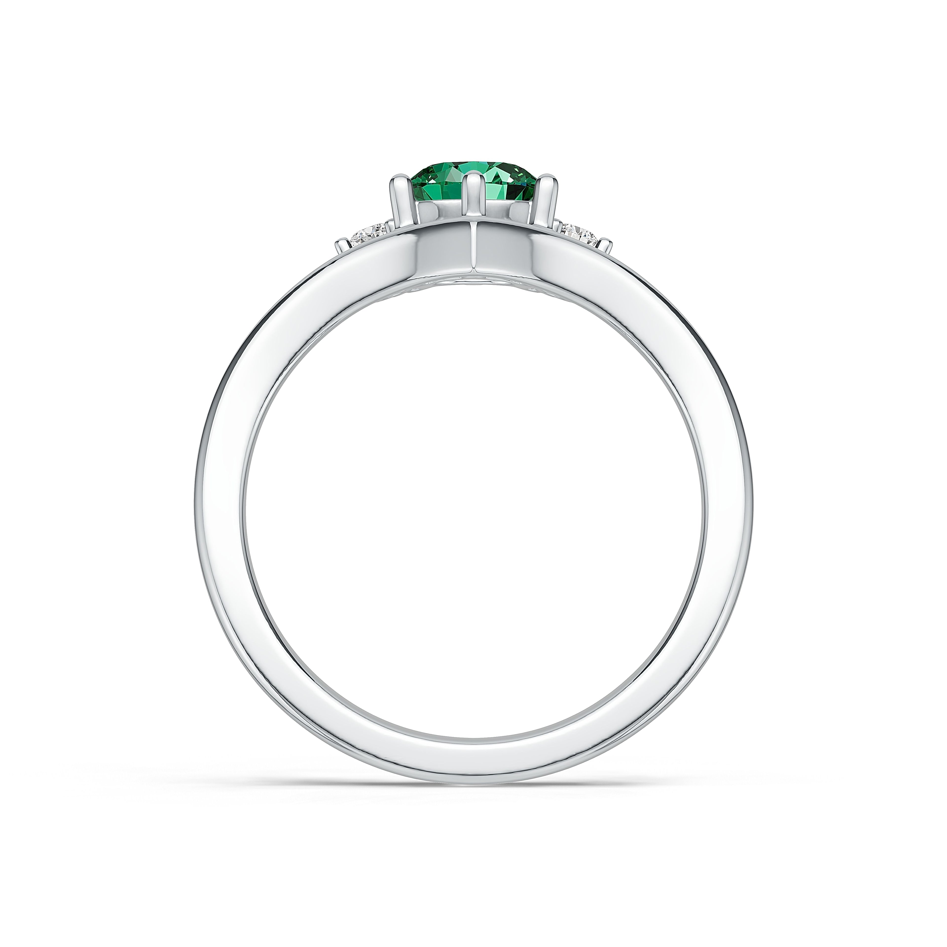 "Queen of Hearts" 18K White Gold Emerald & Diamond Ring