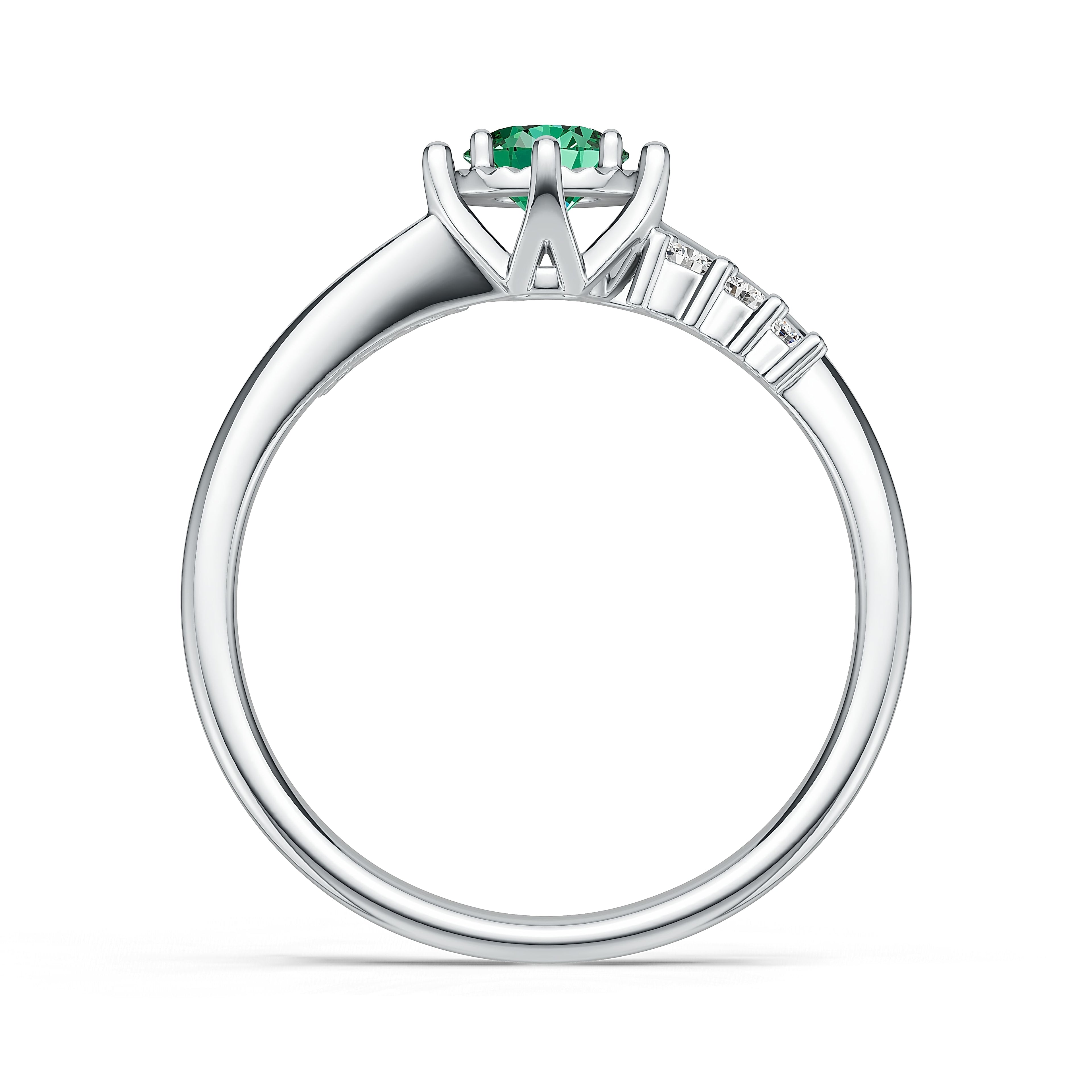 18K White Gold Emerald Diamond Ring