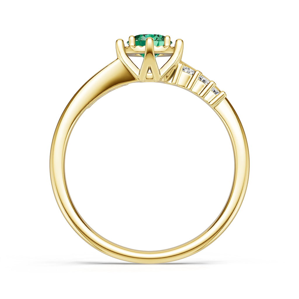 18K Gold Emerald Diamond Ring