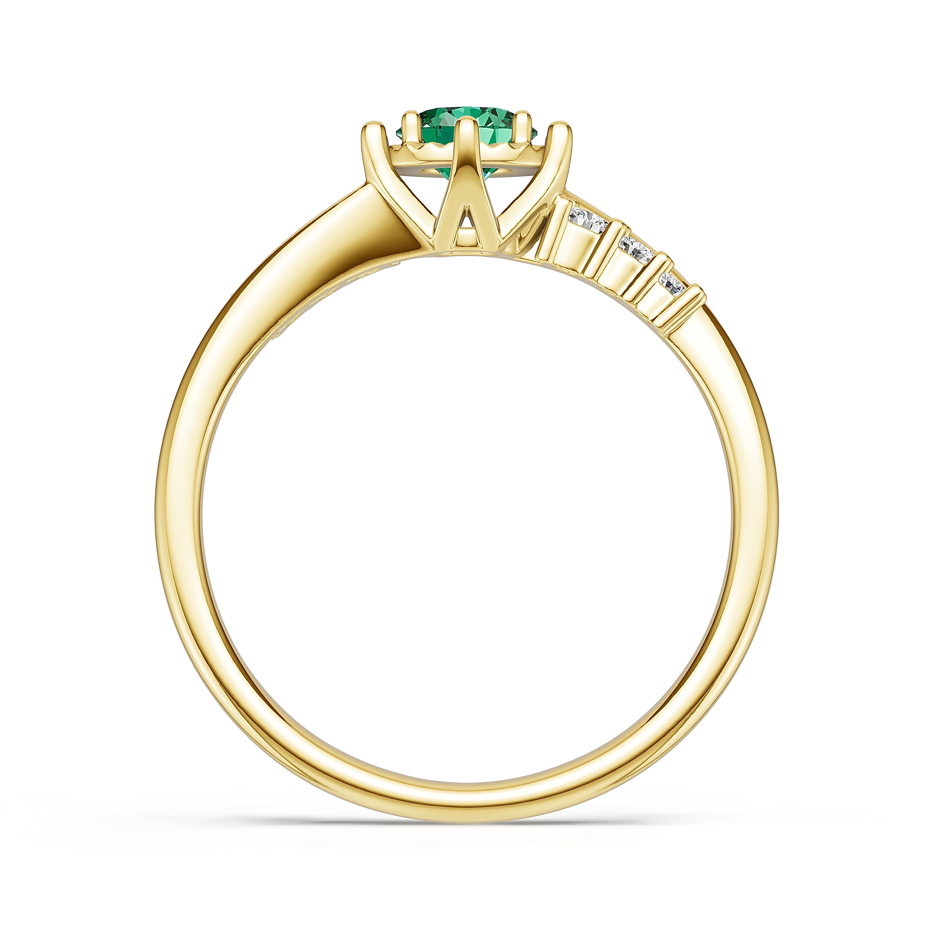 18K Gold Emerald Diamond Ring