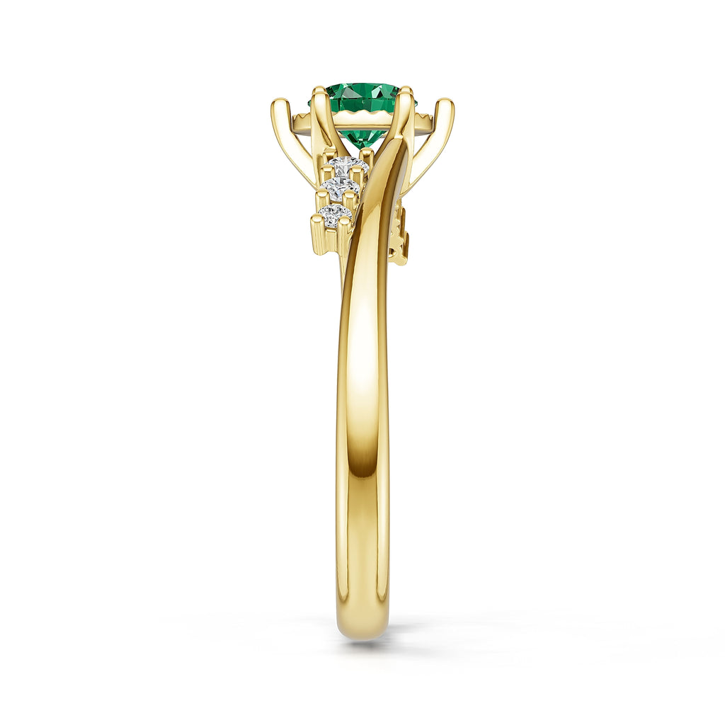 18K Gold Emerald Diamond Ring