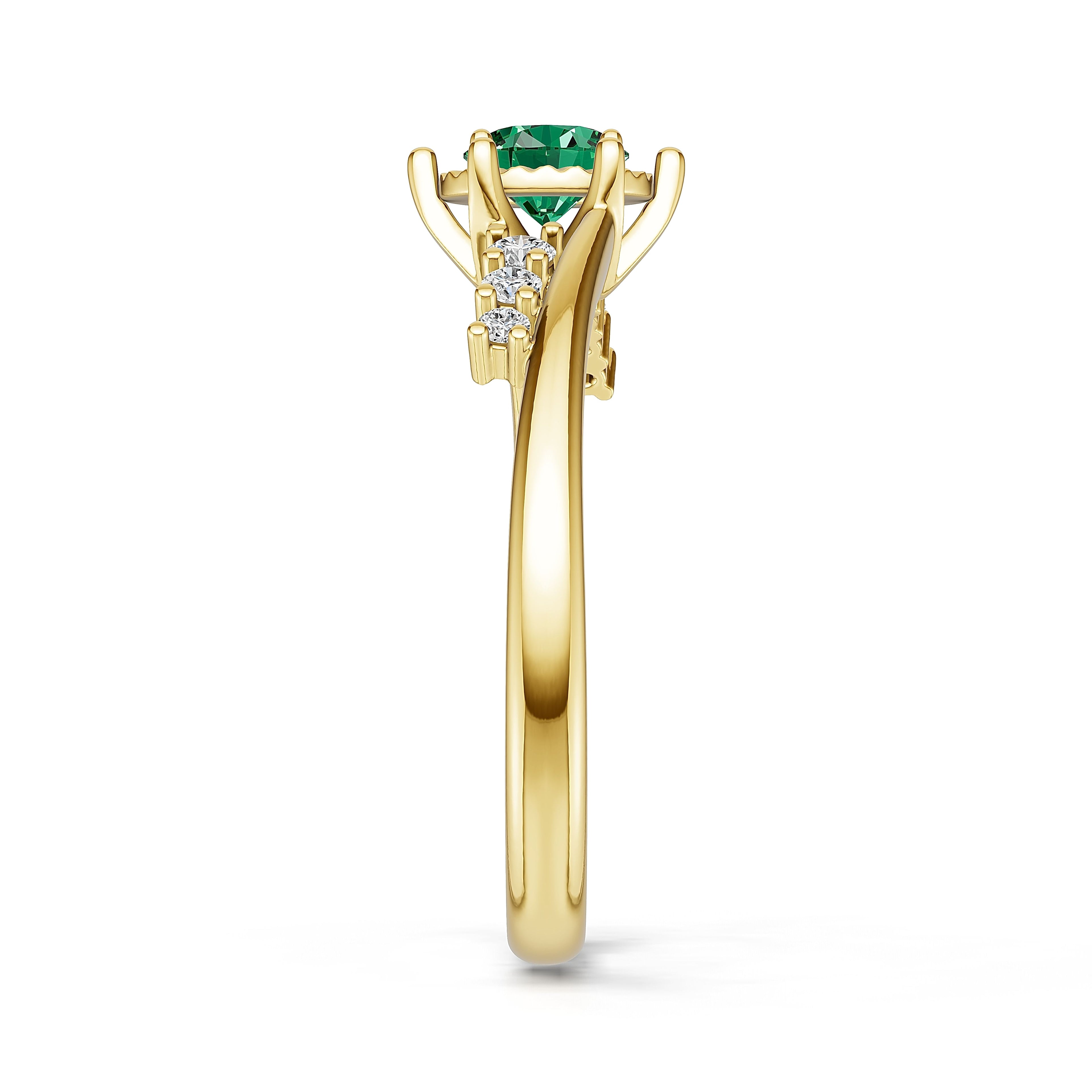 18K Gold Emerald Diamond Ring
