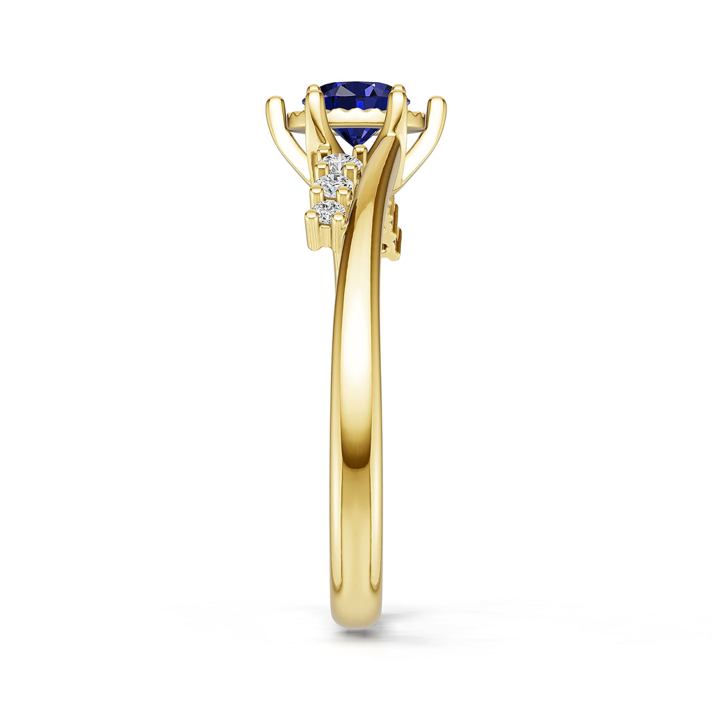 18K Gold Sapphire Diamond Ring