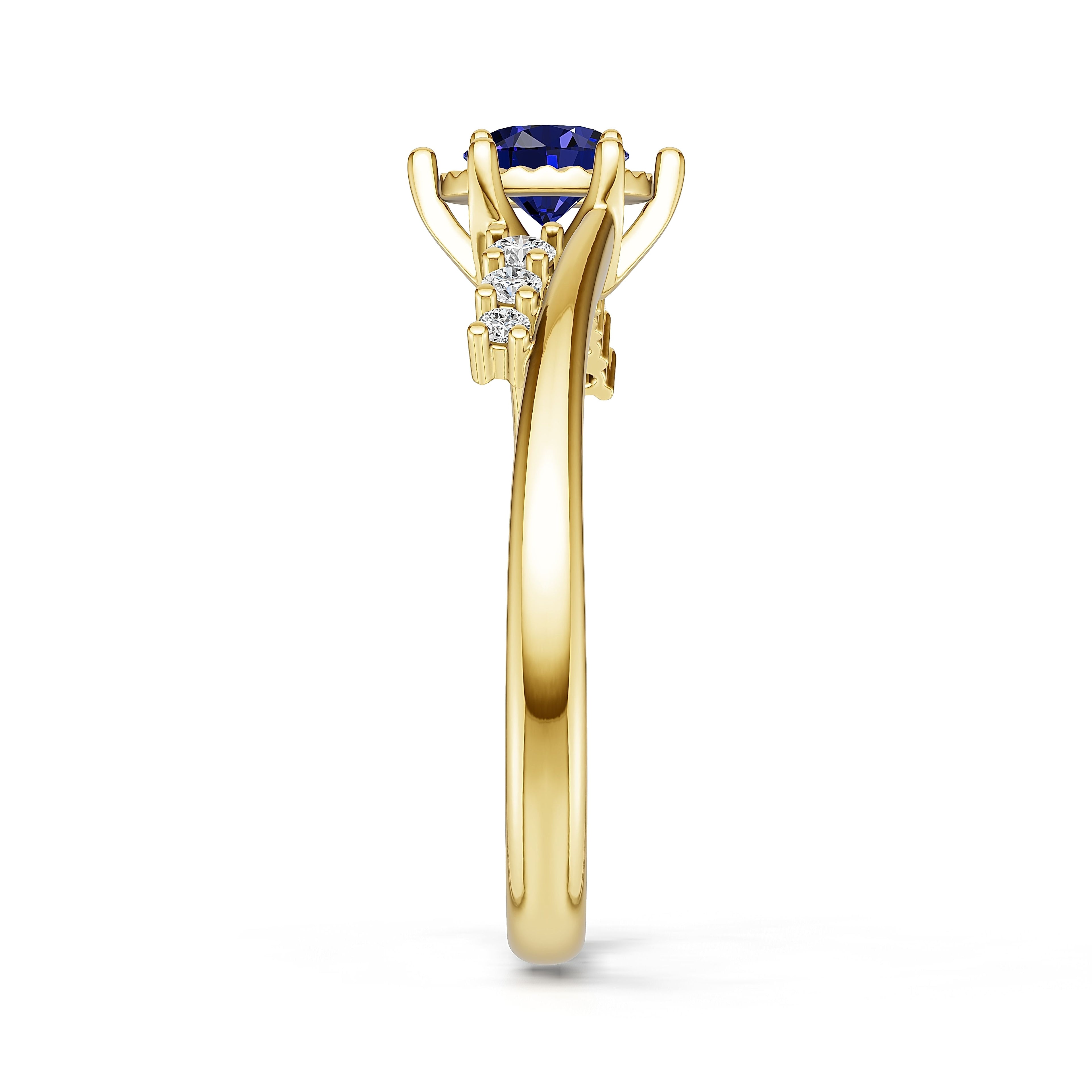 18K Gold Sapphire Diamond Ring