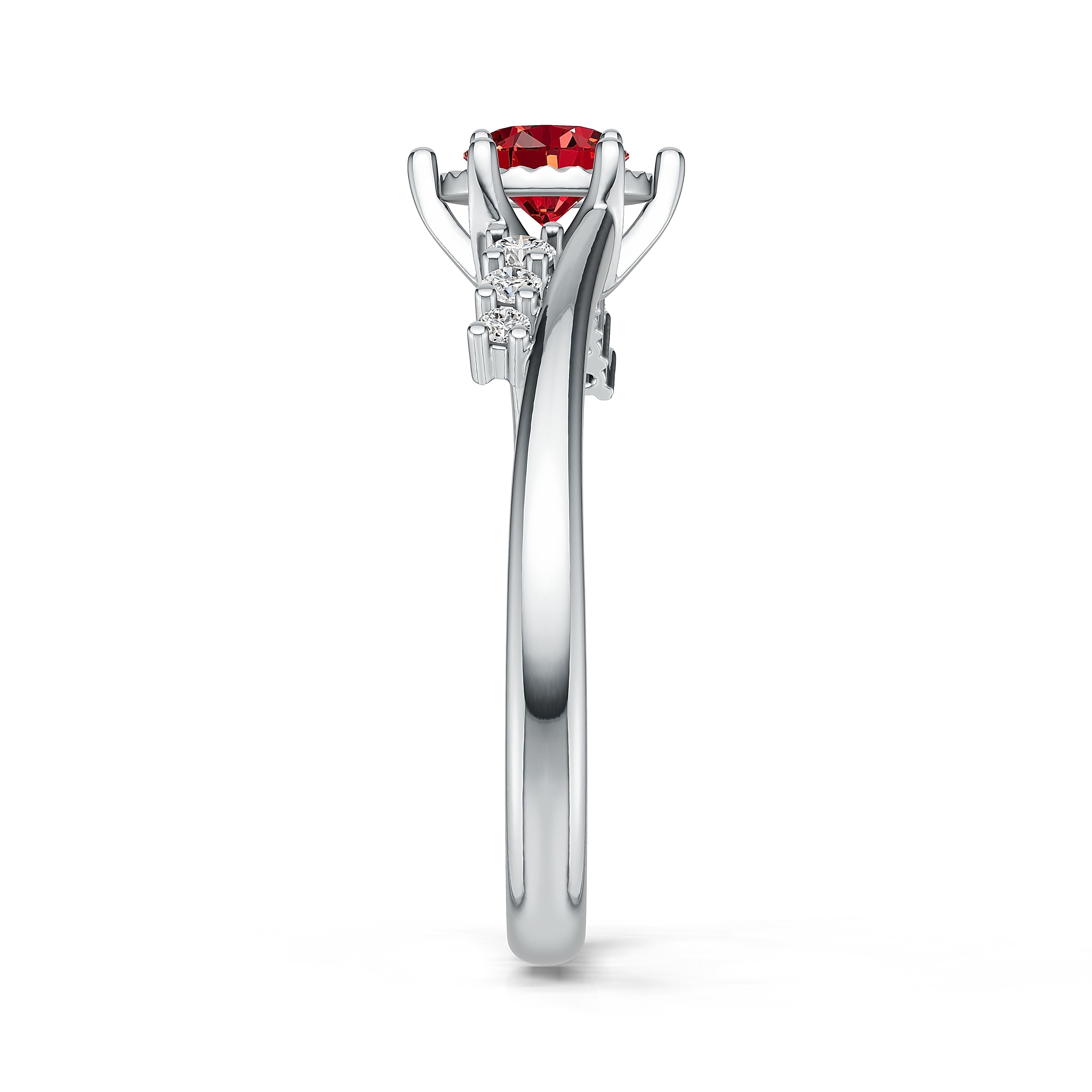 18K White Gold Ruby Diamond  Ring