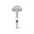 "Solar Embrace" 18K White Gold Emerald & Diamond Cluster Ring
