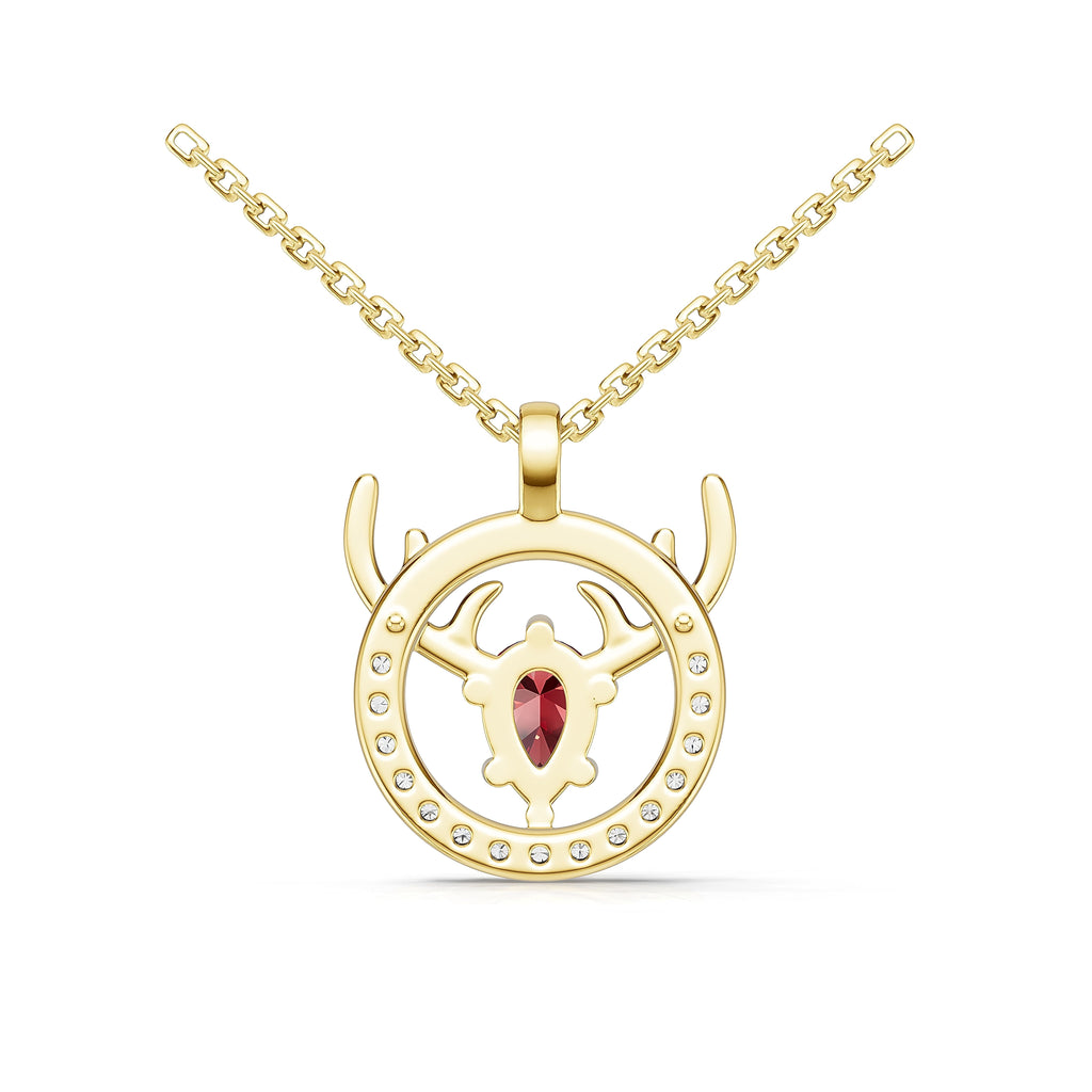 "Eternal Stag" 18K Gold Ruby & Diamond Pendant Necklace
