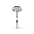 "Solar Embrace" 18K White Gold Ruby & Diamond Cluster Ring