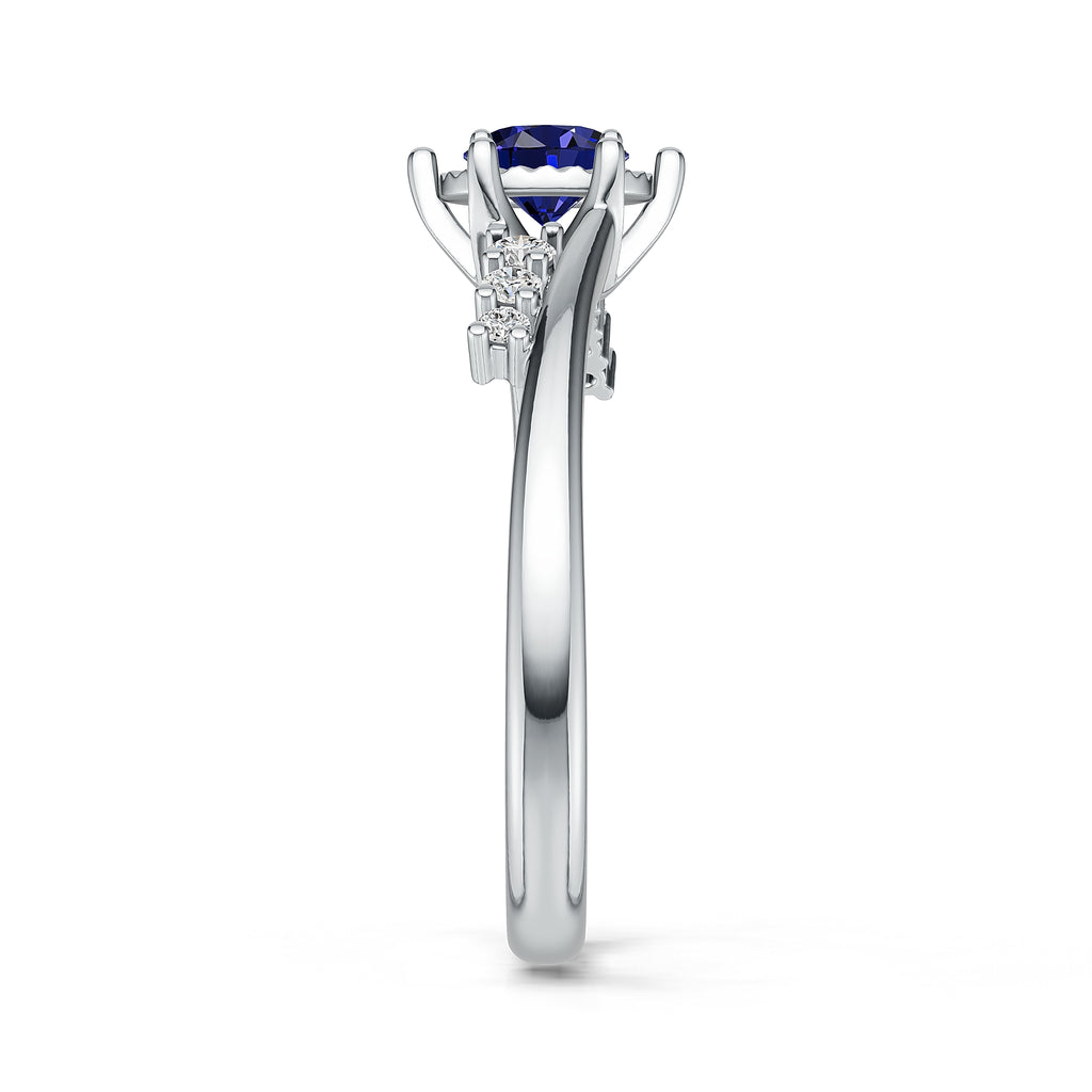 18K White Gold Sappire Diamond Ring