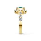 "Solar Embrace" 18K Gold Emerald & Diamond Cluster Ring