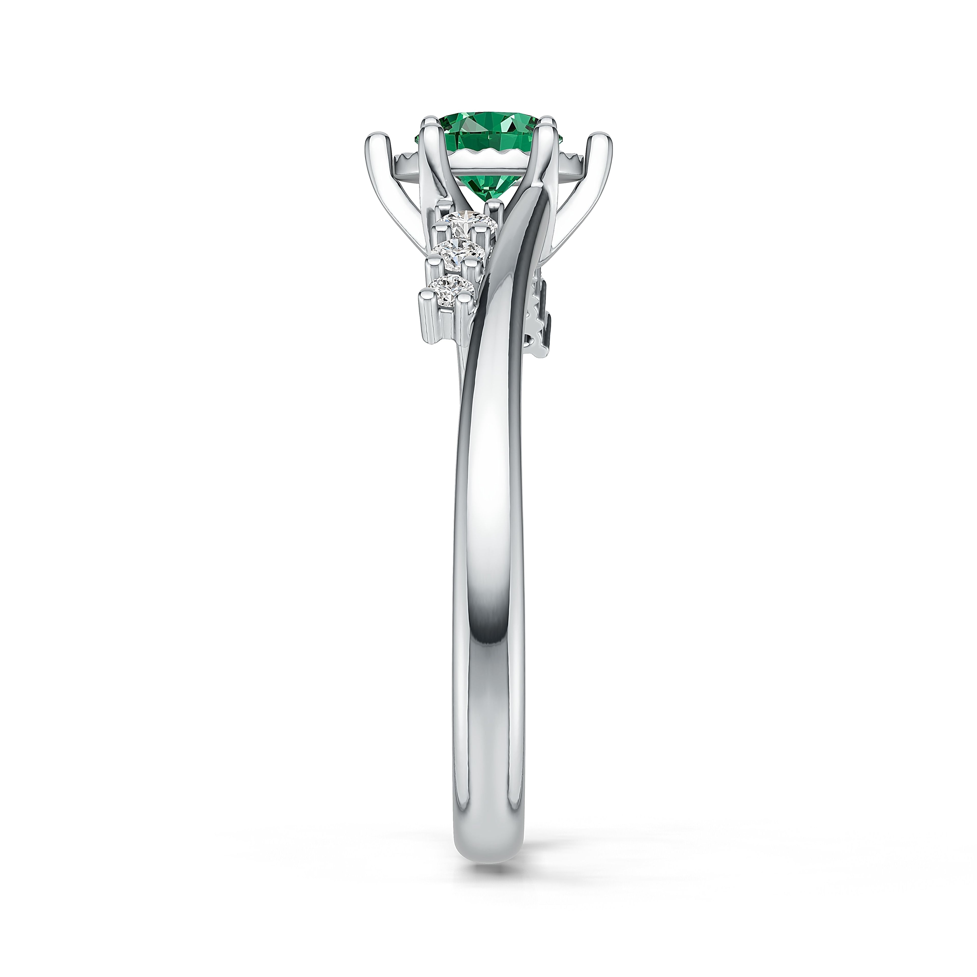 18K White Gold Emerald Diamond Ring