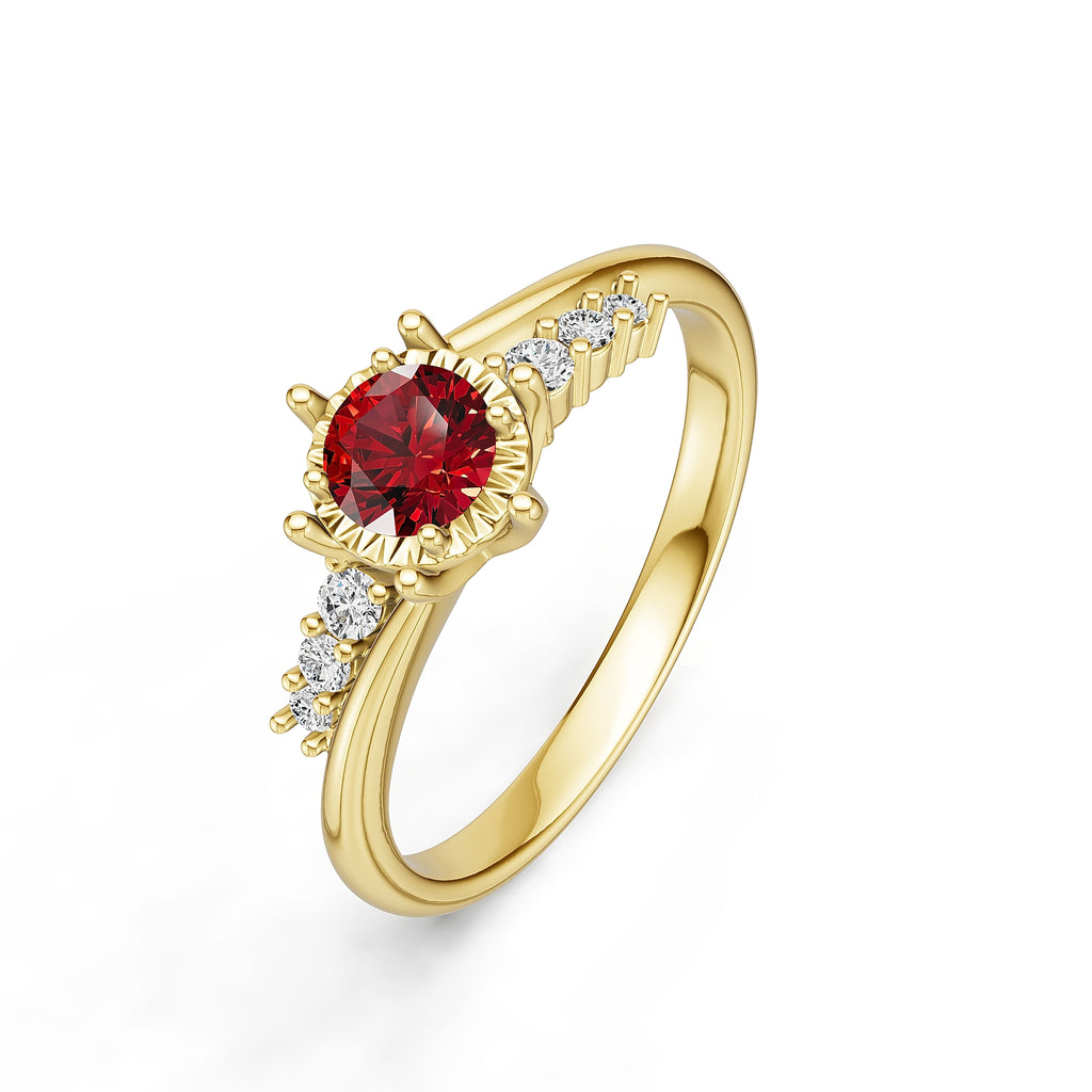 18K Gold Ruby Diamond Ring