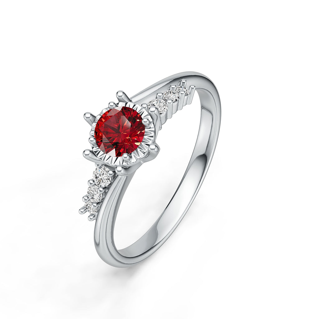 18K White Gold Ruby Diamond  Ring