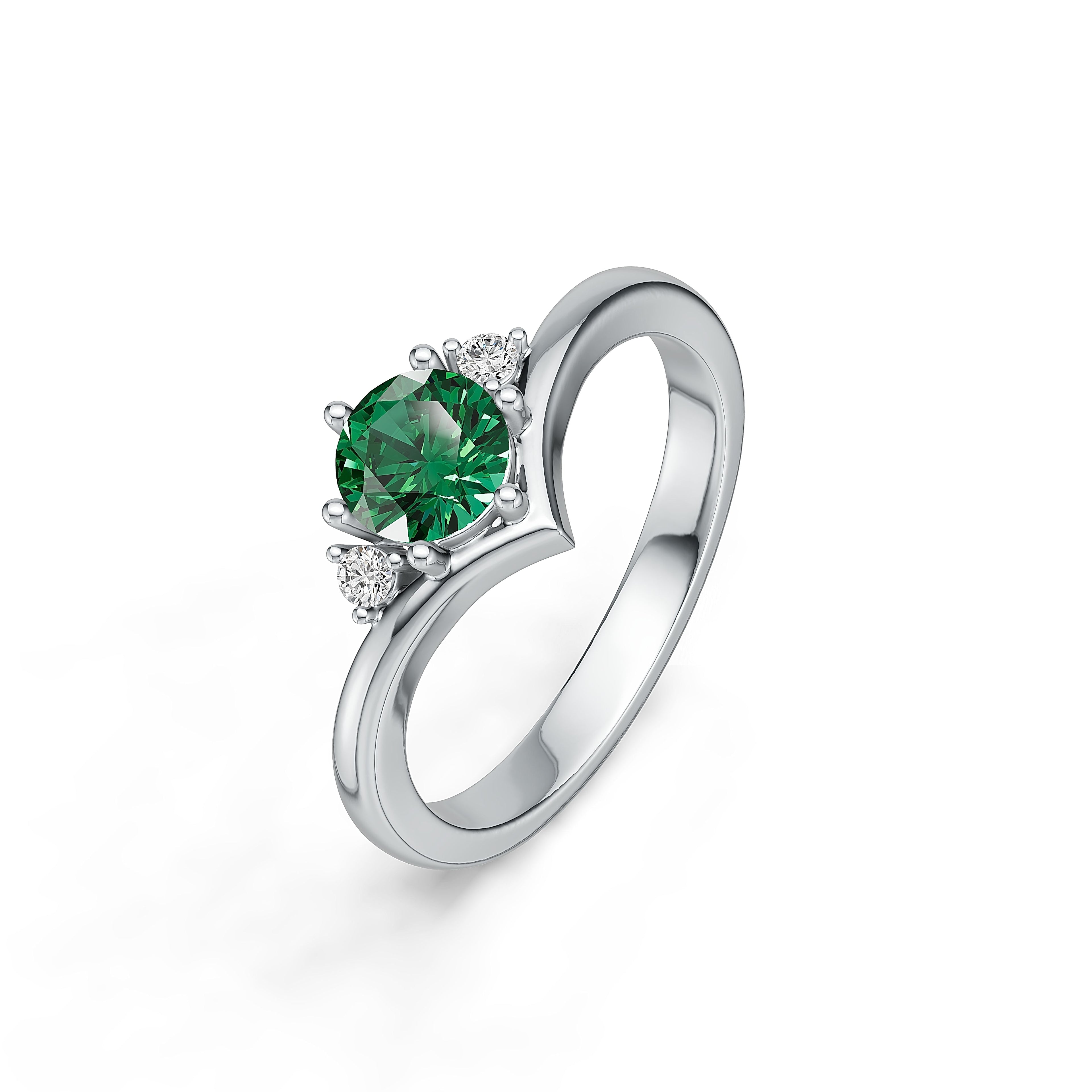 "Queen of Hearts" 18K White Gold Emerald & Diamond Ring