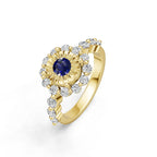 "Solar Embrace" 18K Gold Sapphire & Diamond Cluster Ring