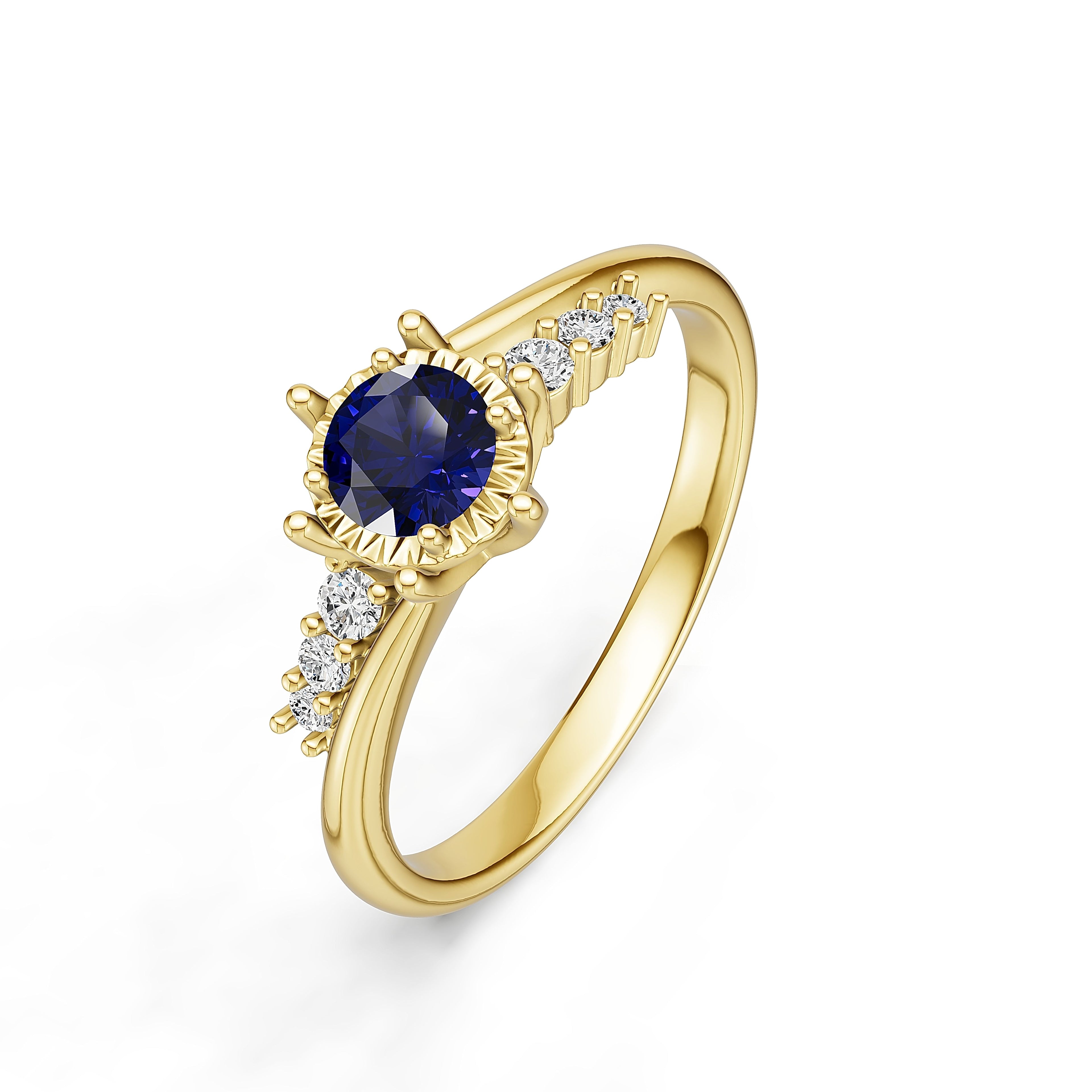 18K Gold Sapphire Diamond Ring