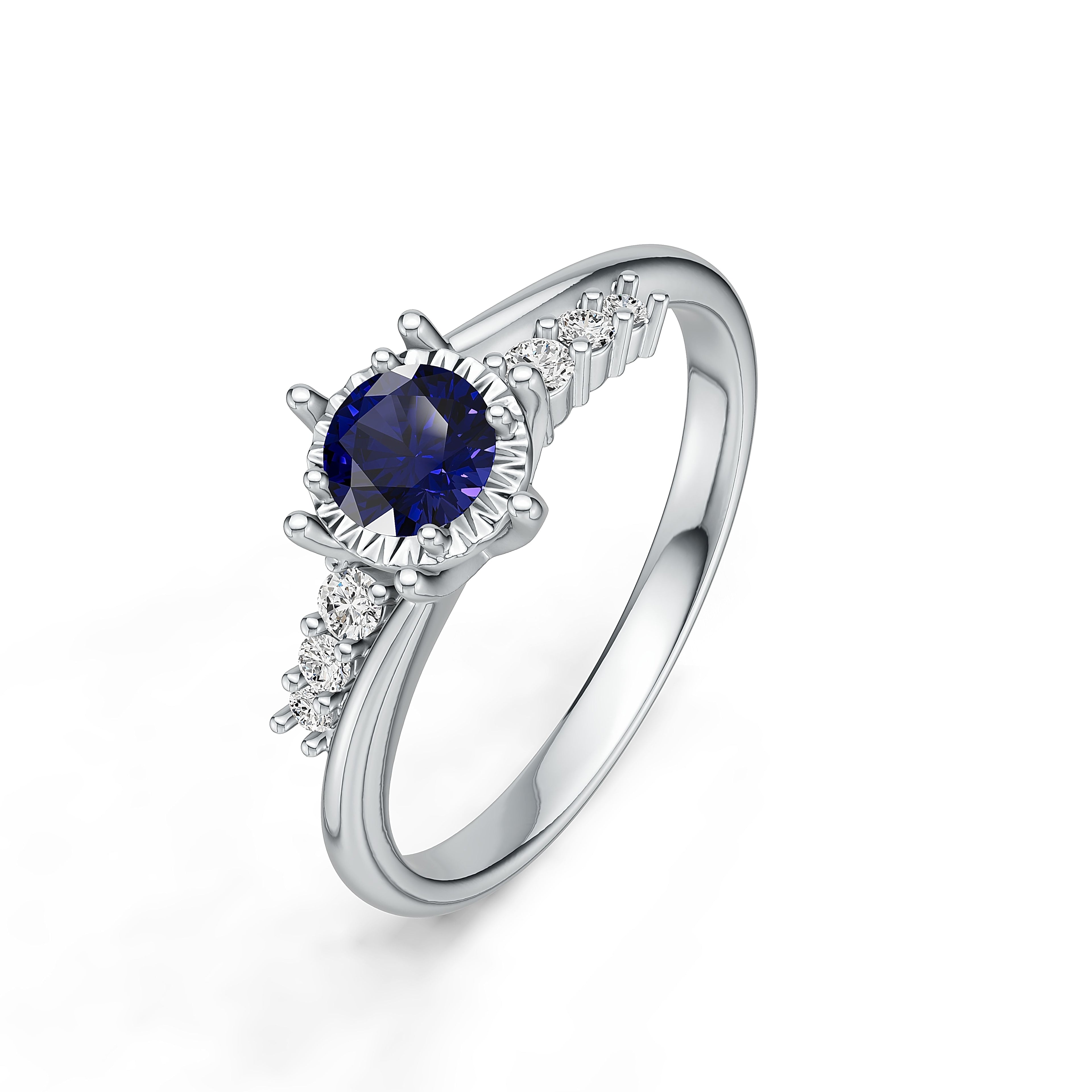 18K White Gold Sappire Diamond Ring